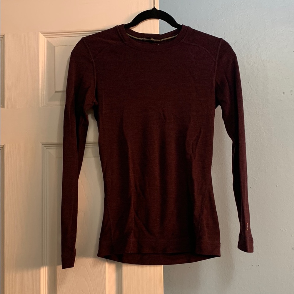Dark Maroon Long Sleeve med weight Smartwool base layer.